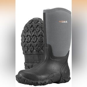HISEA Men's Rain Boots Neoprene Rubber Boots Waterproof